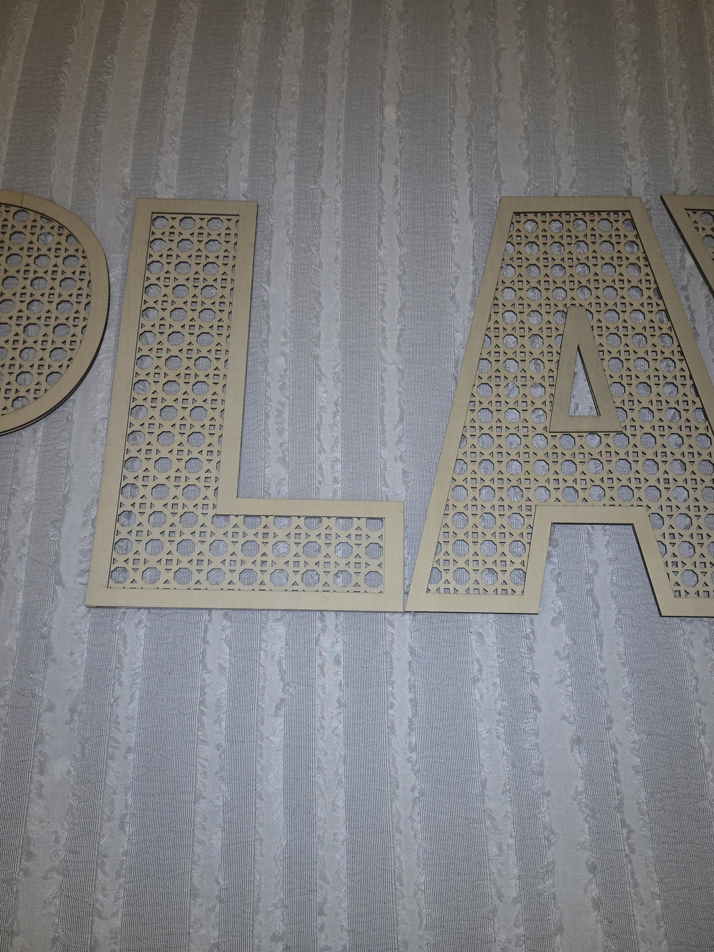 Decorative Beige 'PLAY' Wall Letter Art - Elegant Cutout Design